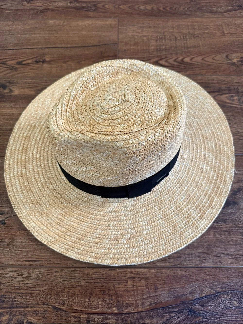 Brixton Natural Straw Wide-Brim Hat with Black Band - Medium